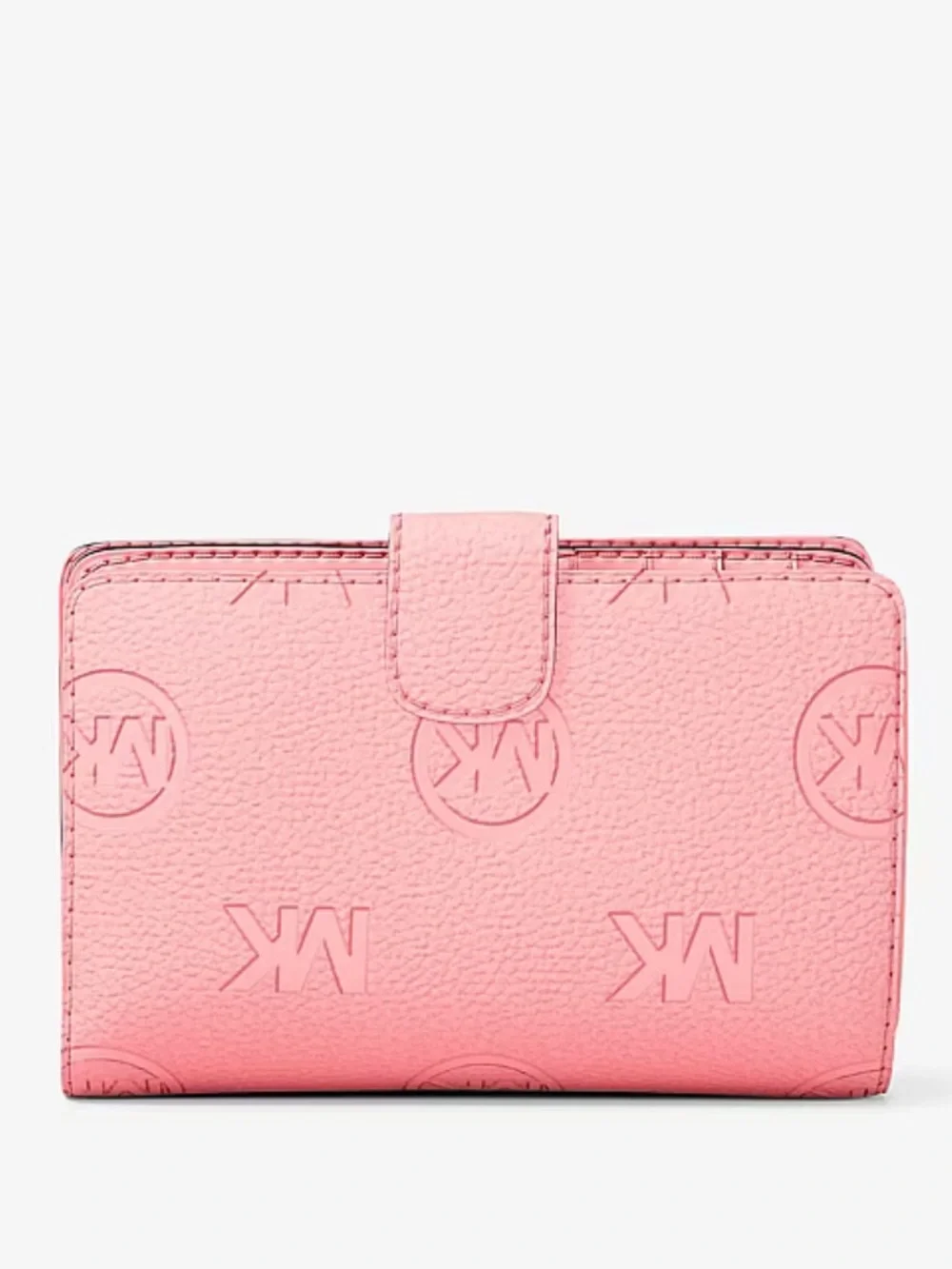 MICHAEL KORS Jet Set Travel Md Zip Coin Logo Debossed Bifold Wallet Carnation NW